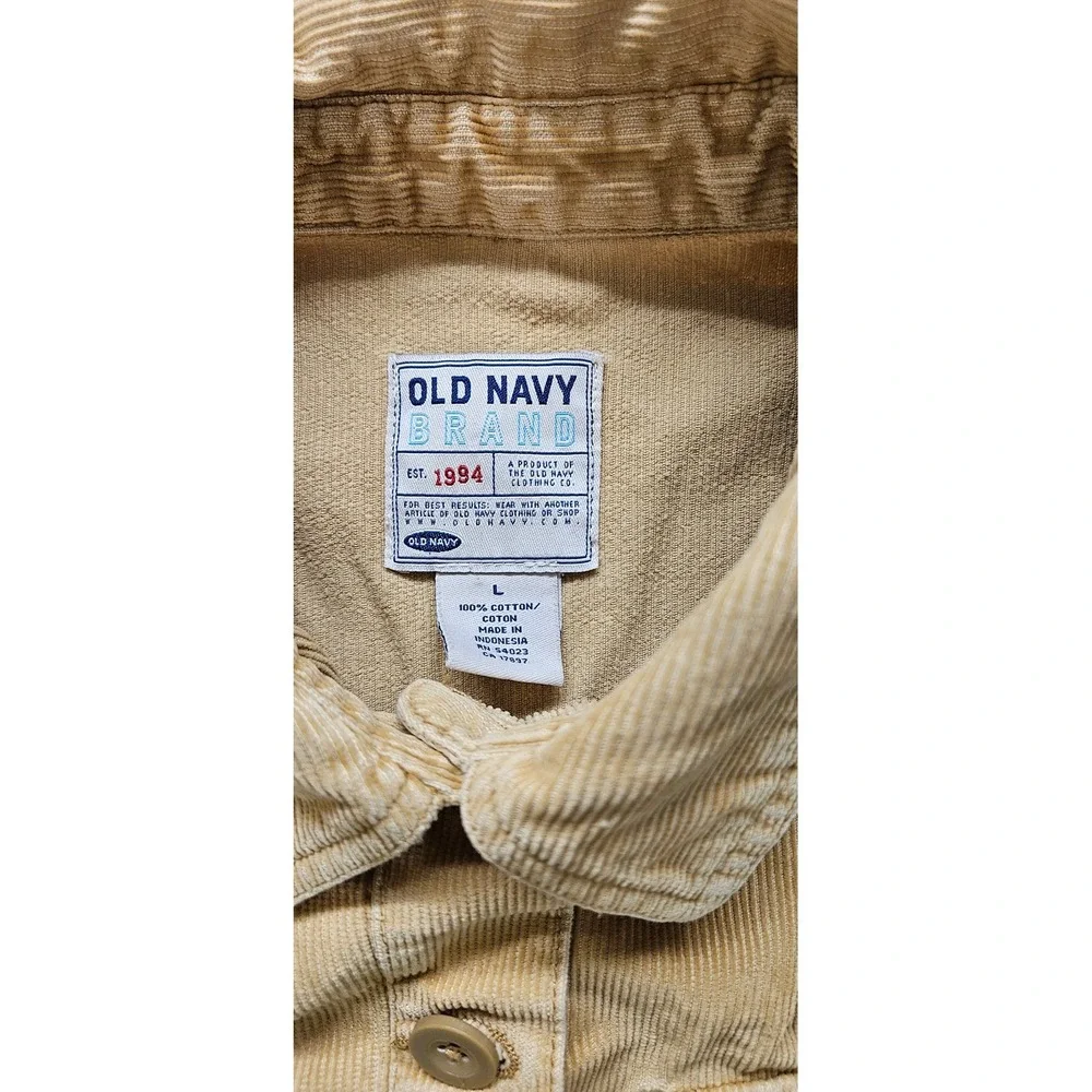 Old Navy Womens Tan Corduroy Button Front Utility Jacket Khaki Size L Cotton